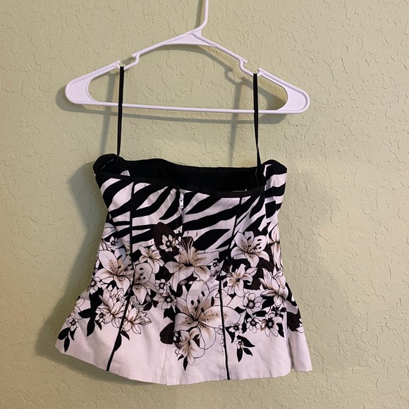 Zebra/Flower Print Strapless Top - Picture 2 of 3
